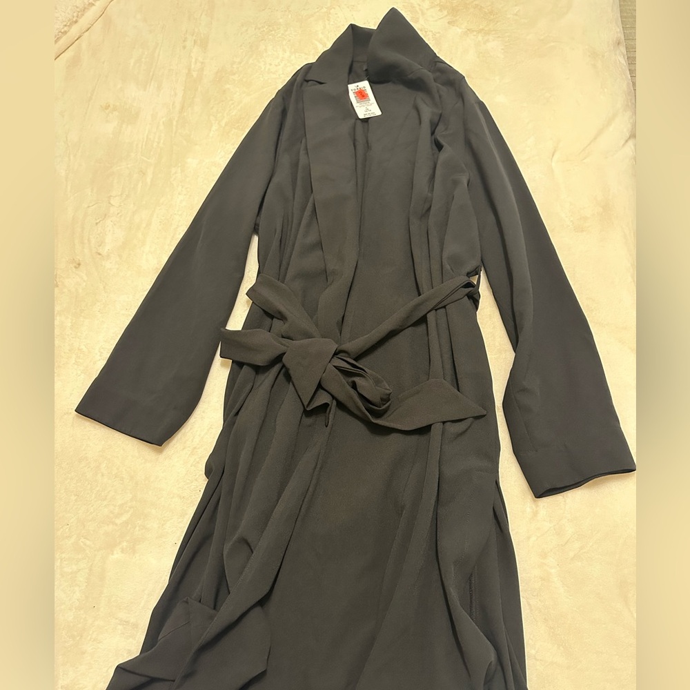 PLUS SIZE Long Sleeve Black Blazer with front Tie Twist